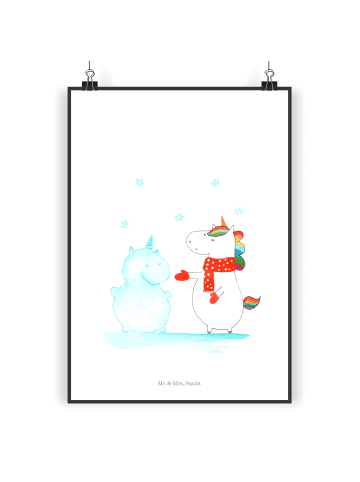 Mr. & Mrs. Panda Poster Einhorn Schneemann ohne Spruch in Weiß