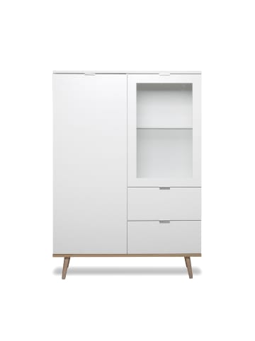 CALICOSY Geschirrschrank LUBLIN in Weiß - (W) 100 x (H) 140 x (L) 40 cm