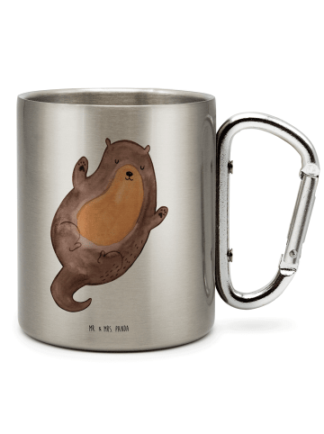 Mr. & Mrs. Panda Campingtasse Otter Umarmen ohne Spruch in Silber