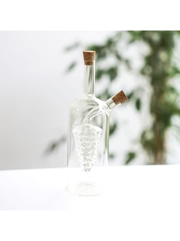 Mulex Öl- & Essigspender aus Glas 2-in-1 mit Kork, 300 ml + 50 ml, in Transparent