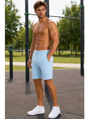 Reichstadt Herren Regular Fit Shorts Marken-Stick in Baby Blue