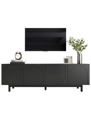 ABRIHOME TV Schrank in Schwarz mit verstellbaren Einlegeplatten 175x38x56 cm