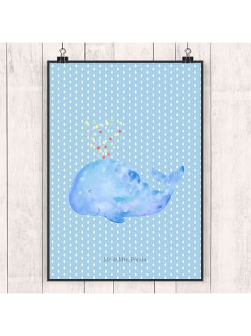Mr. & Mrs. Panda Bild Wal Konfetti ohne Spruch in Blau Pastell