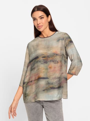 Heine Druckbluse in sand-khaki-bedruckt