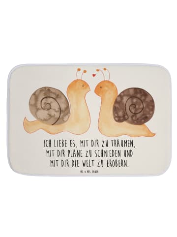 Mr. & Mrs. Panda Badteppich Schnecken Liebe mit Spruch in Weiß