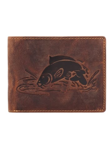 Greenburry Vintage Geldbörse mit Fisch-Prägung Leder 12 cm in karpfen