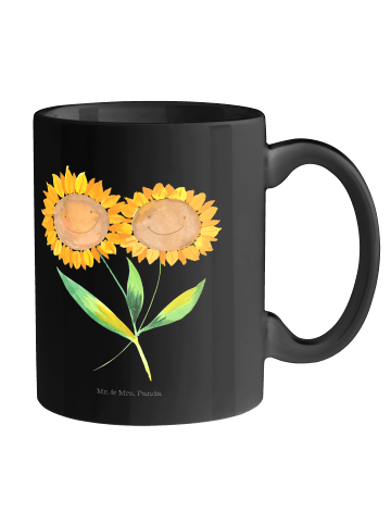 Mr. & Mrs. Panda Becher Blume Sonnenblume ohne Spruch in Schwarz