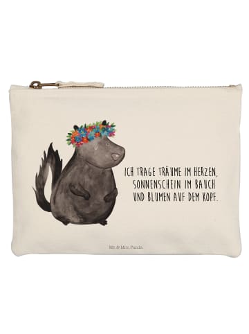 Mr. & Mrs. Panda Schminktasche Stinktier  mit Spruch in Weiß