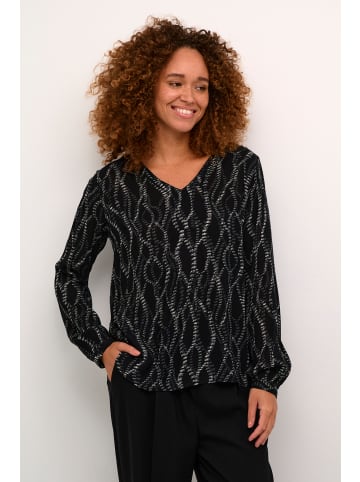 Kaffe Langarm-Bluse KAamber Regular fit in Black/Grey Graphic Simili