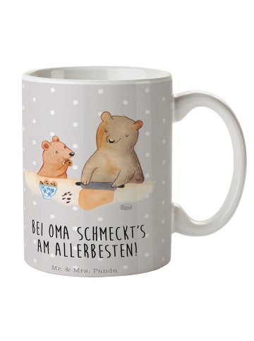 Mr. & Mrs. Panda haferl Oma Backen mit Spruch in Grau Pastell