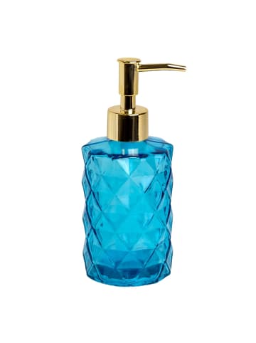 Intirilife Seifenspender aus Glas mit Karo Muster Handseifenspender 310ml in Blau