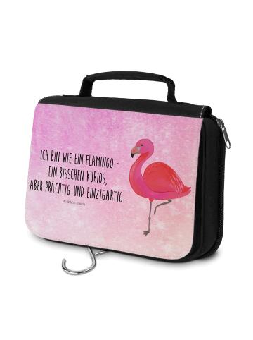 Mr. & Mrs. Panda beautycase Flamingo Classic mit Spruch in Aquarell Pink