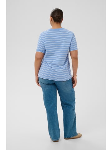 KAFFE curve T-Shirt kurzarm KCjilla Regular fit in Vista Blue/Chalk Stripes