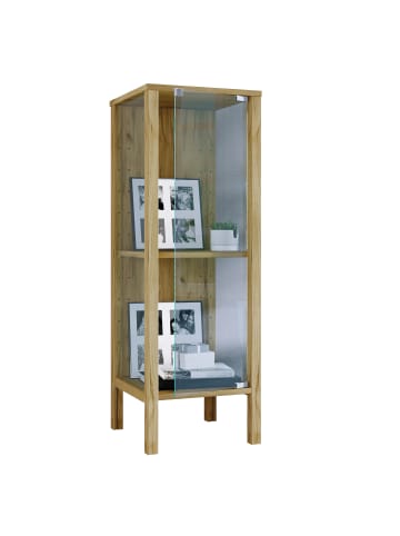 VCM  Glasvitrine Jensol S  mit ESG Glas Regal stehend in Honig-Eiche