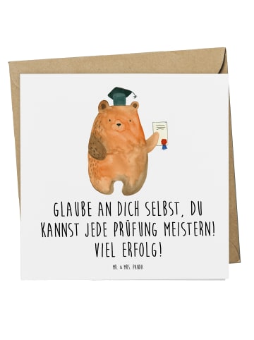 Mr. & Mrs. Panda doppelkarte Prüfungen bestehen mit Spruch in Weiß