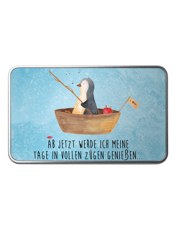 Mr. & Mrs. Panda Keksdose Pinguin Angelboot mit Spruch in Eisblau