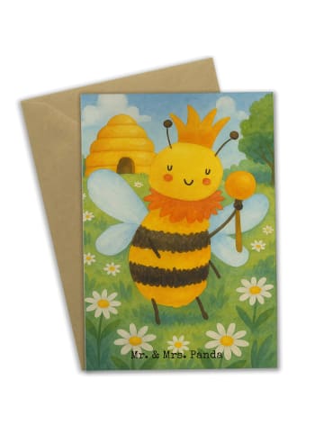 Mr. & Mrs. Panda Glückwunschkarte Biene König Design ohne Spruch in Weiß