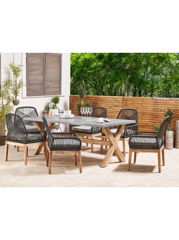 Beliani 7-tlg Gartentisch Set OLBIA in Grau/Schwarz/Braun