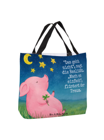Mr. & Mrs. Panda Strandtasche Schwein Glück Design mit Spruch in Weiß