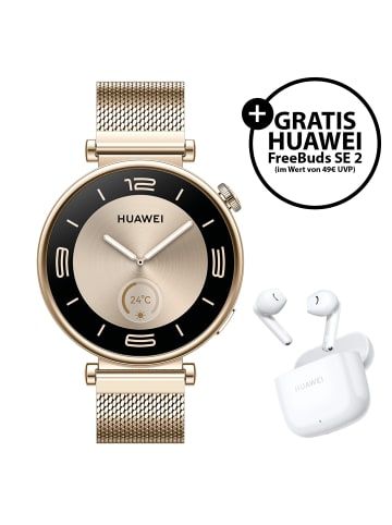 Huawei Smartwatch Watch GT4 41mm inkl. FreeBuds SE 2 (weiß) in gold