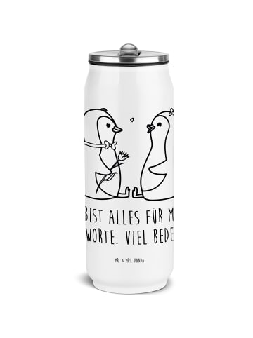 Mr. & Mrs. Panda Trinkflasche Edelstahl Pinguin Pärchen mit Spruch in Weiß