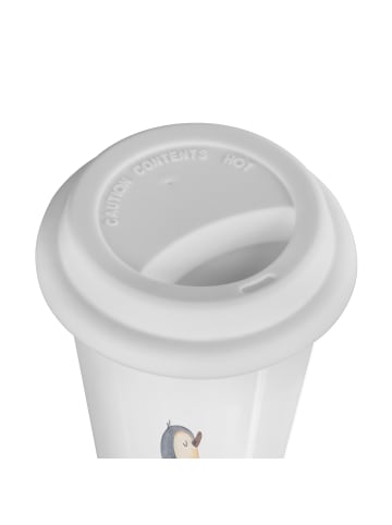 Mr. & Mrs. Panda To Go Becher Pinguin mHerzieren mit Spruch in Weiß