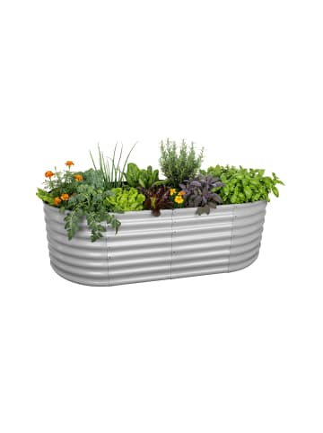 relaxdays Hochbeet in Hellgrau - (B)200 x (H)60 x (T)100 cm