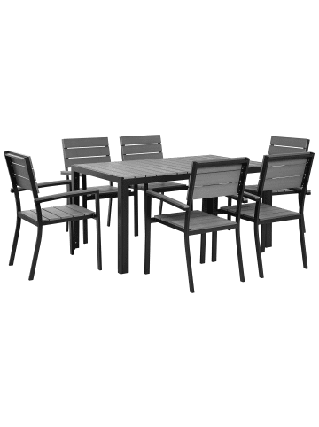 Beliani 7-tlg Gartentisch Set COMO in Grau/Schwarz
