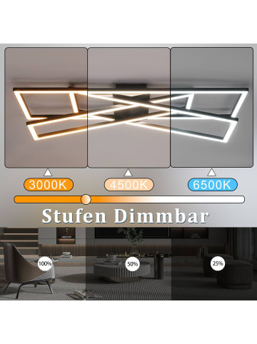 ZMH LED Deckenleuchte in Schwarz 45W Modern 3-flammige rechteckig Dimmbar