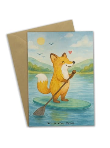 Mr. & Mrs. Panda Jubiläumskarte Fuchs Stand Up Paddling Design o... in Weiß