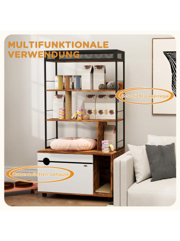 Pawhut Katzenklo Rustikal-Braun 80L x 48B x 152H cm