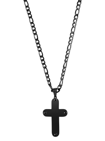 Adeliás Unisex Halskette mit Anhänger – Kreuz aus Edelstahl in schwarz