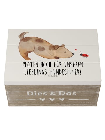 Mr. & Mrs. Panda Holzkiste mit Deckel Lieblings-Hundesitter mit ... in Weiß