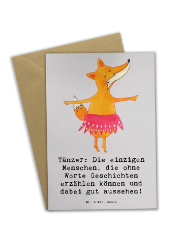 Mr. & Mrs. Panda babykarte Tanzen Geschichten mit Spruch in Grau Pastell