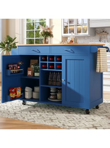 ABRIHOME Moderne Kücheninsel Küchenschrank Buffetschrank mit Stauraum, Blau