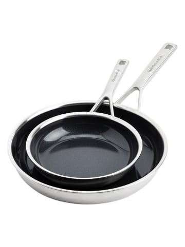 KitchenAid Pfannen-Set Multi-Ply Stainless Steel Non-Stick (CC006065-001) in silber