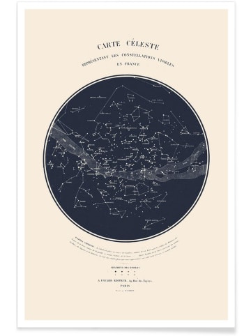 Juniqe Poster "Carte du Ciel" in Blau