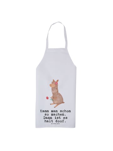 Mr. & Mrs. Panda Schürze Alpaka Blume mit Spruch in Weiß