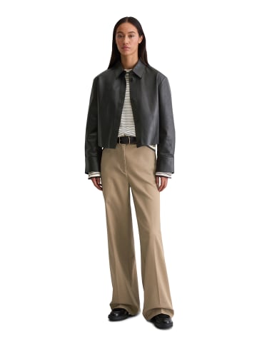 Marc O'Polo Lederhemd regular in Schwarz