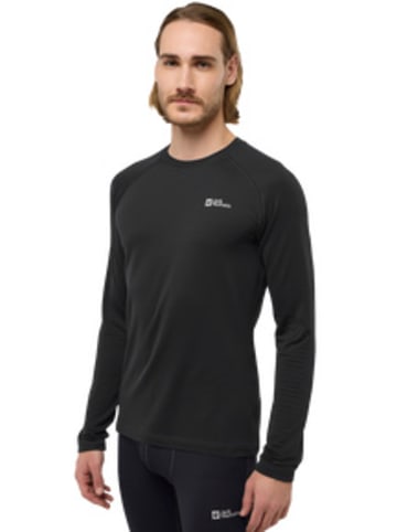 Jack Wolfskin Rundhals Langarmshirt für Herren in Schwarz