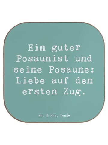 Mr. & Mrs. Panda Bierdeckel Spruch Posaune Liebe mit Spruch in Meeresbrise