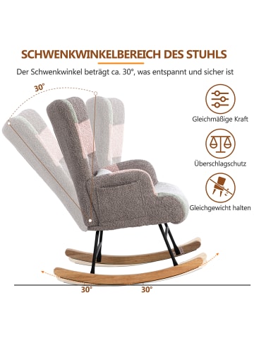 ABRIHOME Schaukelstuhl in Rosa mit Fußstütze