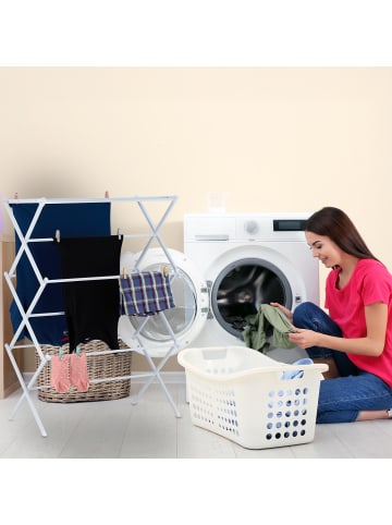 relaxdays Wäscheständer in Weiß - (B)74 x (H)105 x (T)37 cm