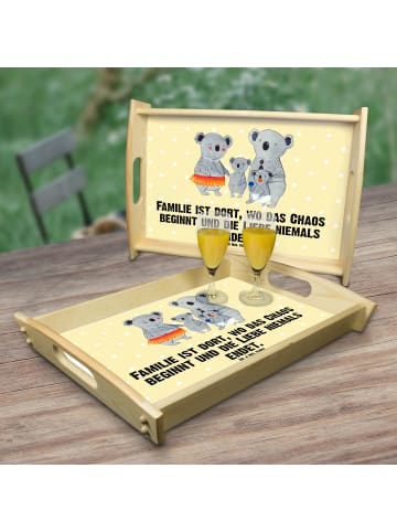 Mr. & Mrs. Panda Servier Tablett Koala Familie mit Spruch in Gelb Pastell