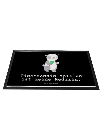 Mr. & Mrs. Panda Fußmatte Panda Tischtennis mit Spruch in Schwarz