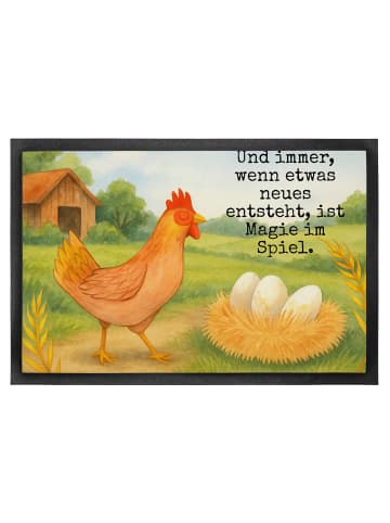 Mr. & Mrs. Panda Schmutzfangteppich Huhn Stolz Design mit Spruch in Weiß