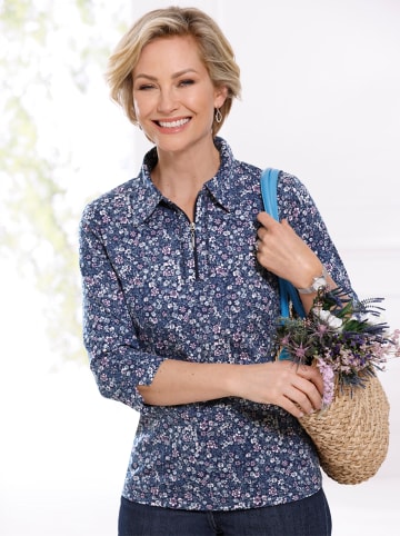 WITT WEIDEN Shirt in marine-hortensie-bedruckt