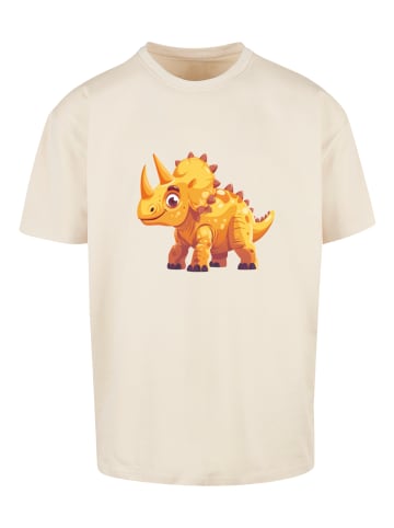 F4NT4STIC Heavy Oversize T-Shirt Süßer Triceratops Dinosaurier in sand