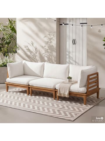 home24 Loungegruppe Livaro 3-teilig in Akazie Braun / Creme