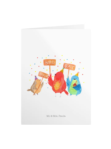 Mr. & Mrs. Panda Glückwunschkarte Happy Birdday ohne Spruch in Weiß